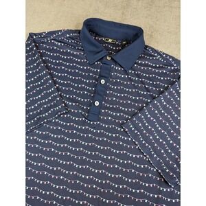 FootJoy Polo Shirt Mens L Navy Flag Banner AOP Print Performance Golf Stretch